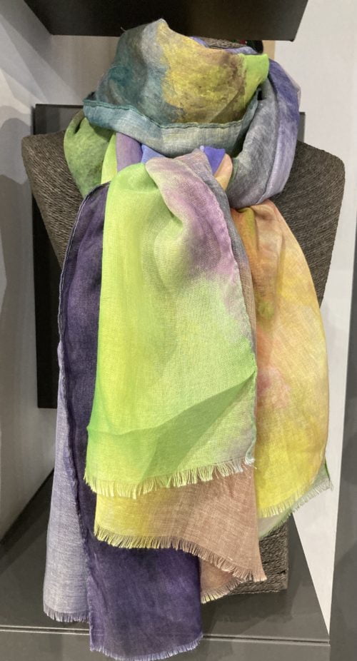 Lime And Purple Abstract Print Rainbow Scarf