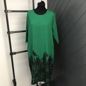 Emerald Green And Black Two Pocket Dress