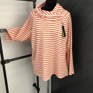 Orange And White Stripe Funky Hoody With Tab Detail