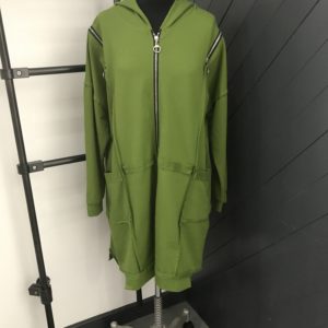 Beautiful Green Hood Jacket With Front Workable Zip